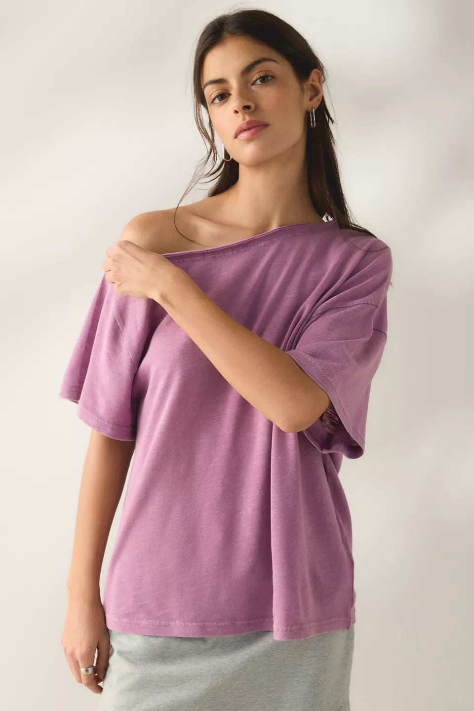 BDG Women's Courtney Off-The-Shoulder Oversized Tee