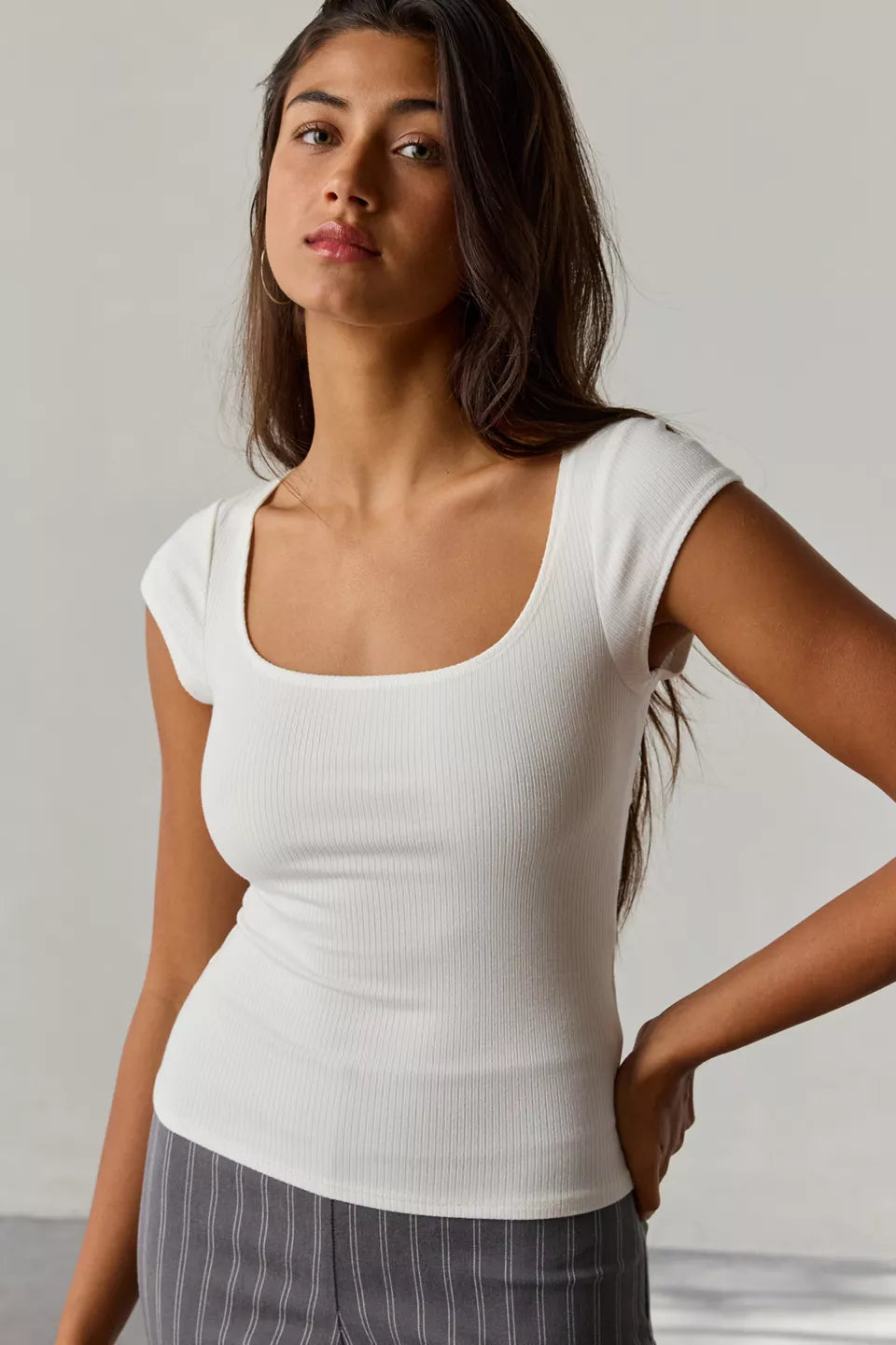 Women's Drew Cap Sleeve Square Neck Cropped Tee