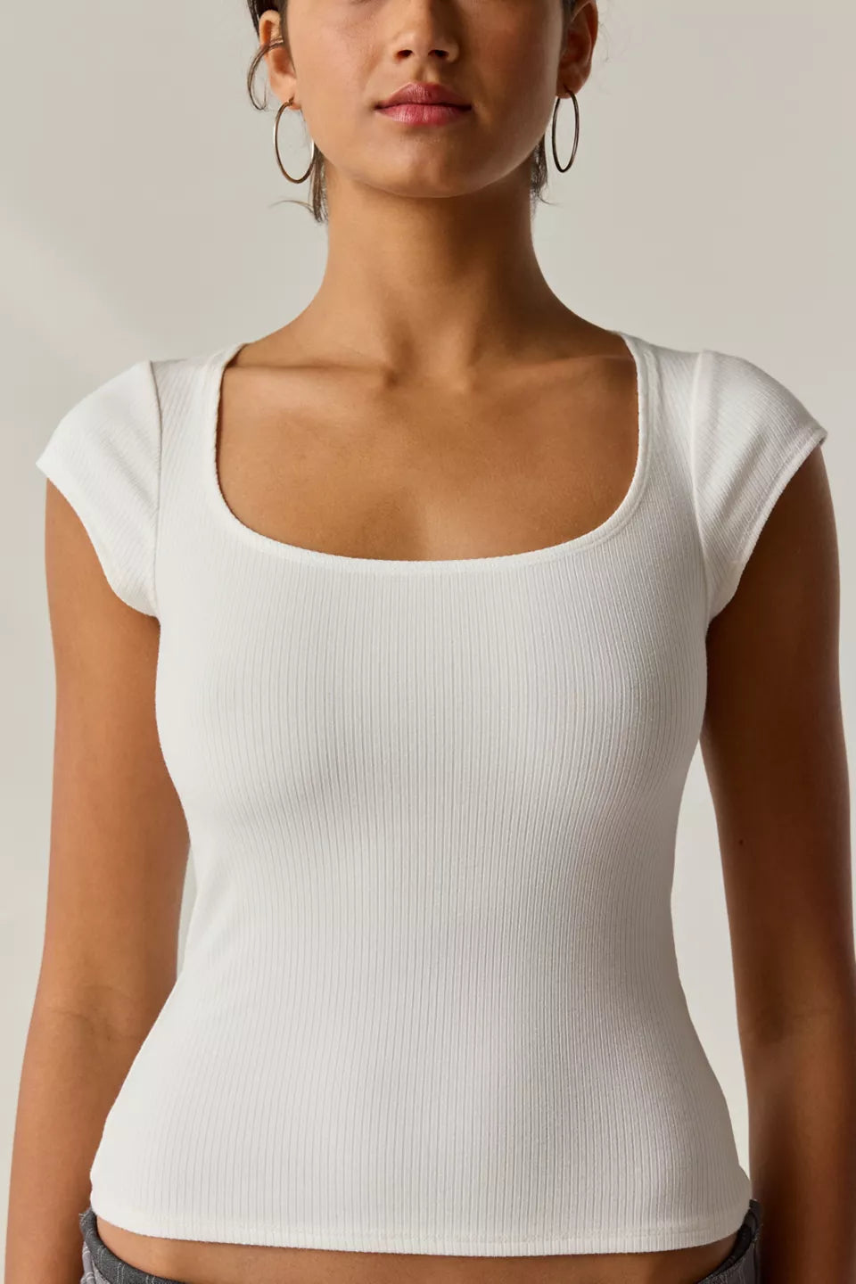 Women's Drew Cap Sleeve Square Neck Cropped Tee