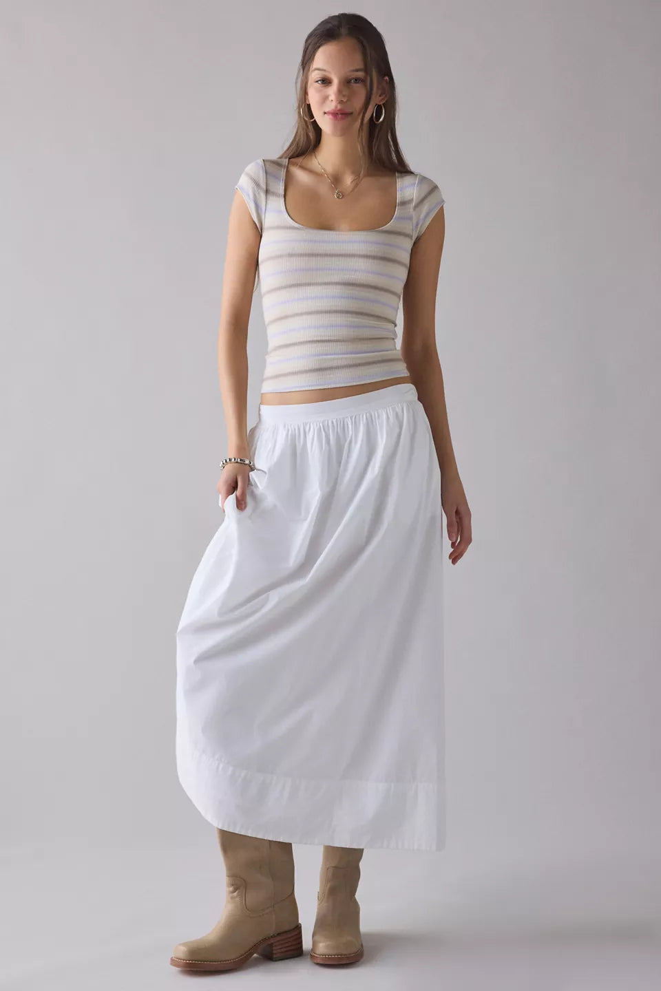 Women's Drew Cap Sleeve Square Neck Cropped Tee