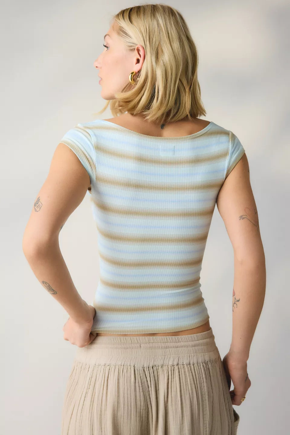 Women's Drew Cap Sleeve Square Neck Cropped Tee