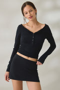 Out From Under Women's Betty Boatneck Long Sleeve Henley Top