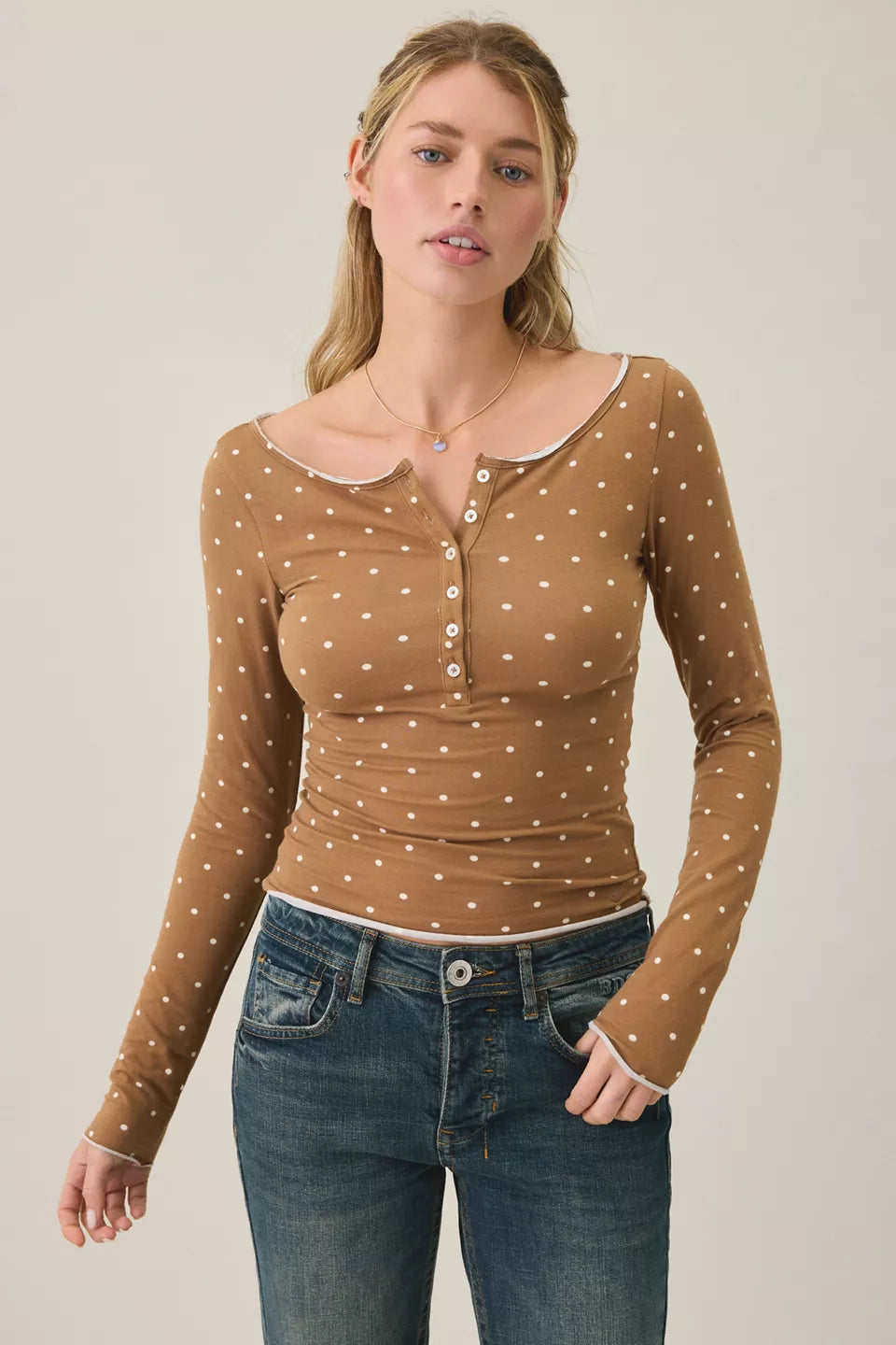 Out From Under Women's Betty Boatneck Long Sleeve Henley Top