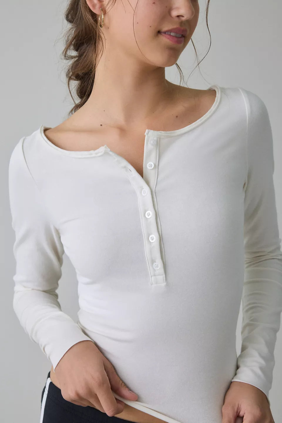 Out From Under Women's Betty Boatneck Long Sleeve Henley Top