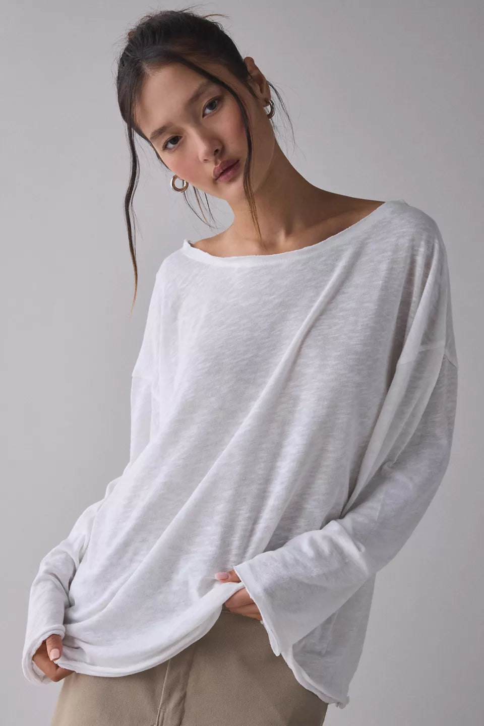 BDG Women's Kurt Off-The-Shoulder Long Sleeve Tee