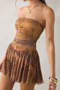 Urban Outfitters Women's Modern Mesh Basque Waist Strapless Mini Dress