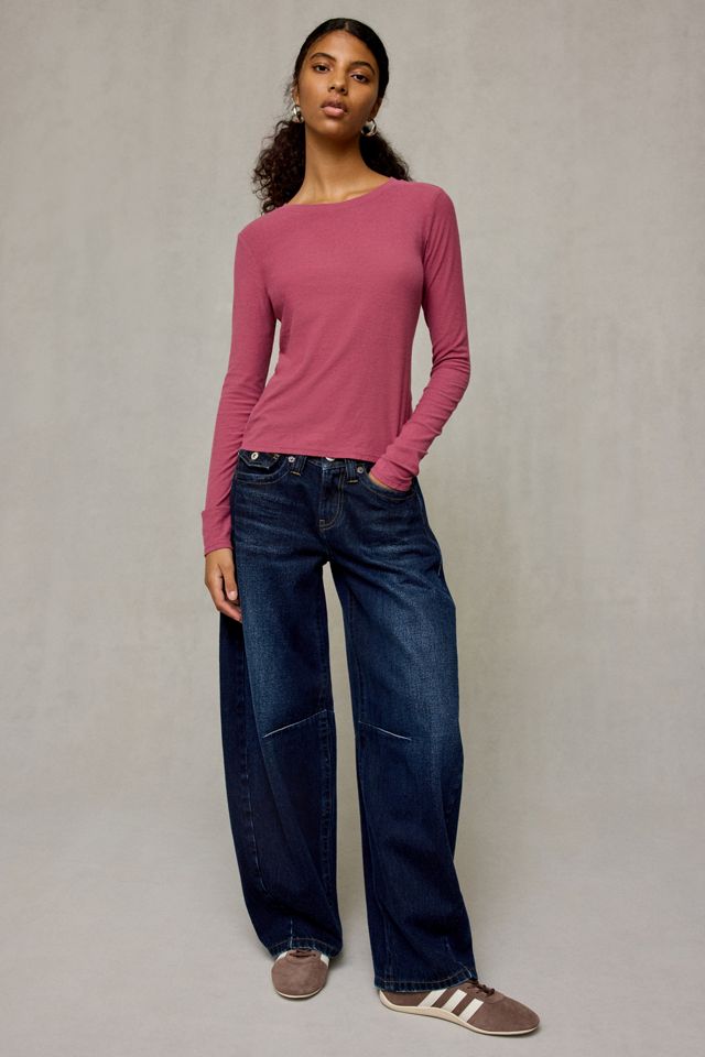 BDG Women's Spill The Tee Long Sleeve Cotton T-Shirt