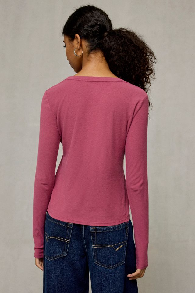 BDG Women's Spill The Tee Long Sleeve Cotton T-Shirt