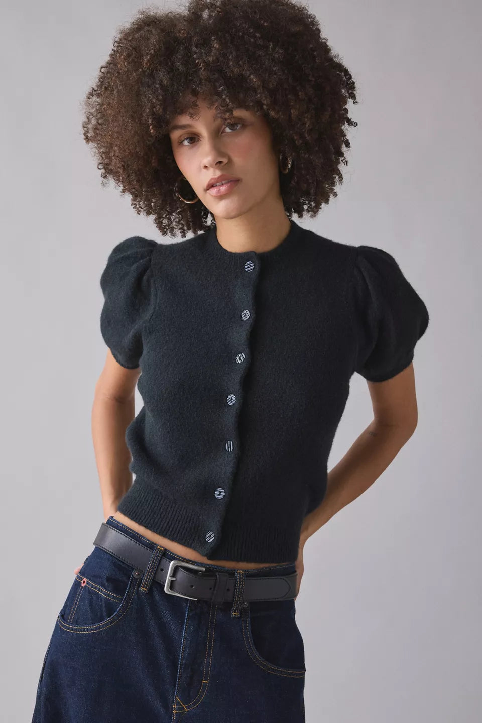 Women's Kate Puff Short Sleeve Cropped Cardigan