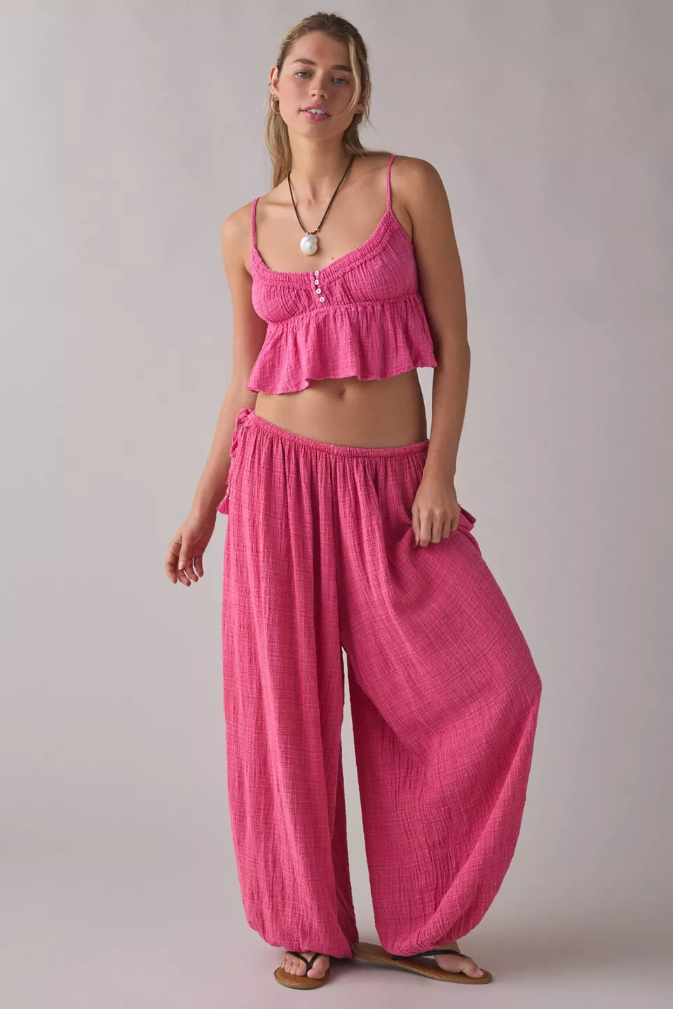 Out From Under Women's Golden Hour Tie-Strap Cropped Babydoll Cami