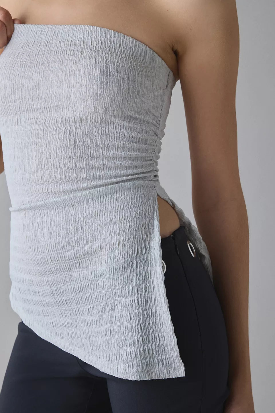 UO Afterparty Asymmetric Side-Slit Flyaway Tube Top