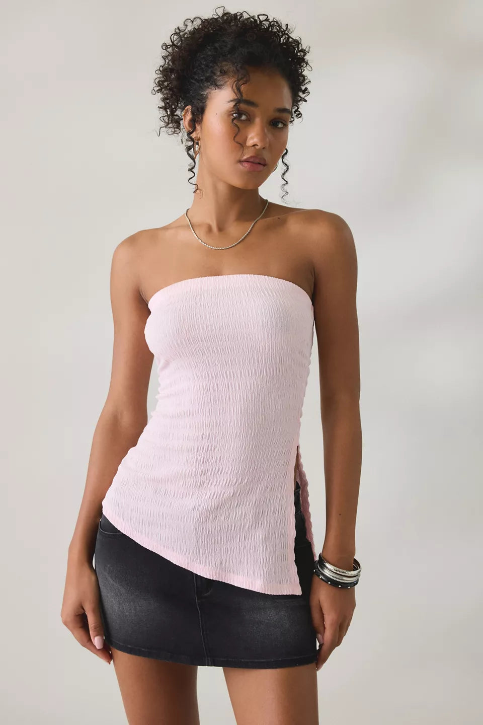 UO Afterparty Asymmetric Side-Slit Flyaway Tube Top