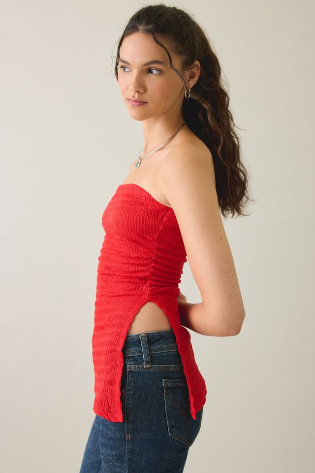 UO Afterparty Asymmetric Side-Slit Flyaway Tube Top