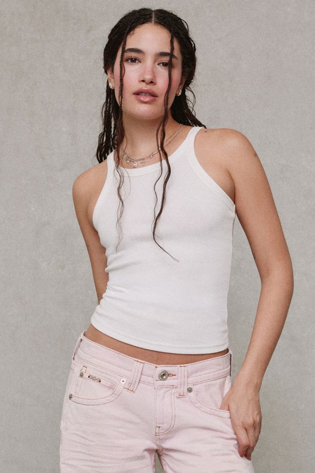 BDG Women's Off-Duty Ribbed Round Neck Tank Top