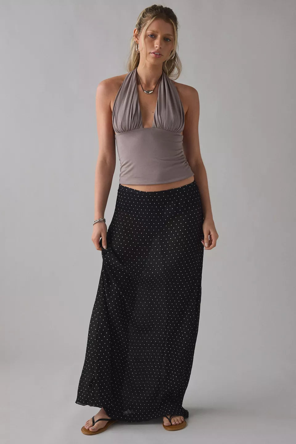 Urban Outfitters Women's Party For You Jersey Knit Plunging Halter Top