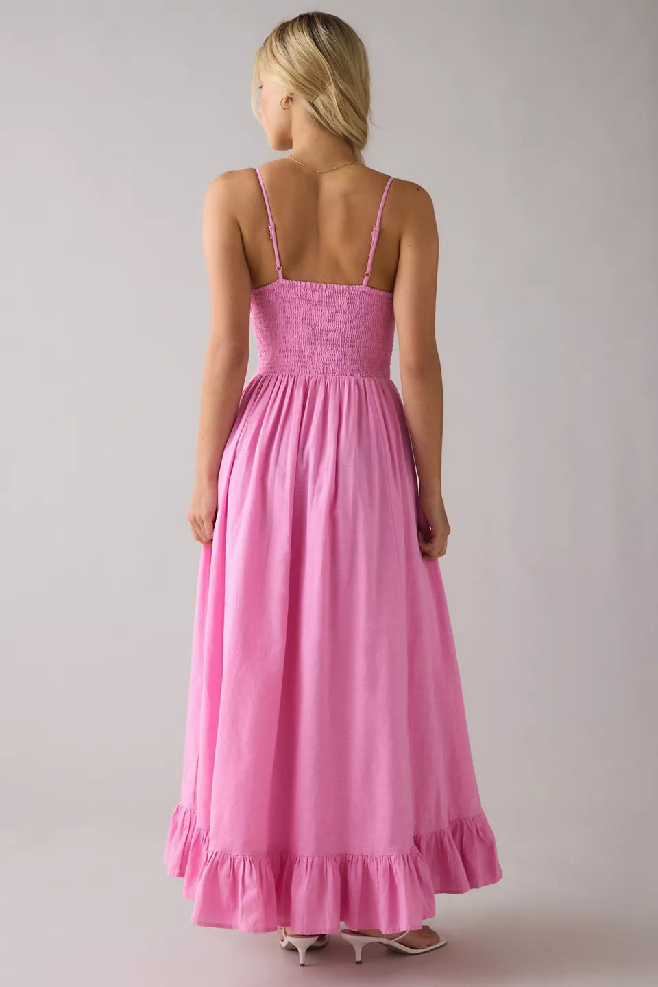 Women's Keepsake Tie-Front Smocked Cotton Maxi Dress