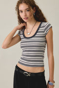 BDG Women's Off-Duty Ribbed Scoop Neck Short Sleeve Tee