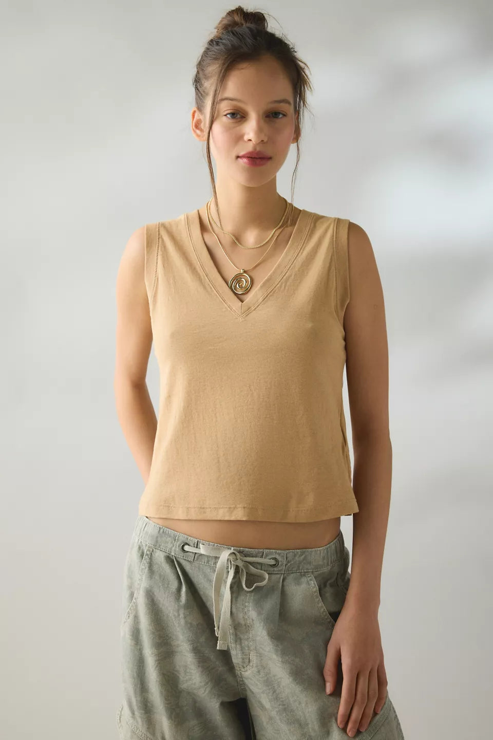 BDG Women's V-Neck Sleeveless Spill The Tee