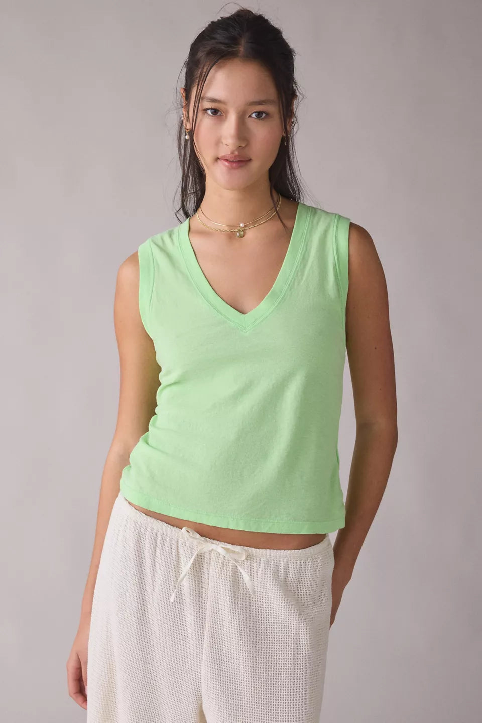 BDG Women's V-Neck Sleeveless Spill The Tee