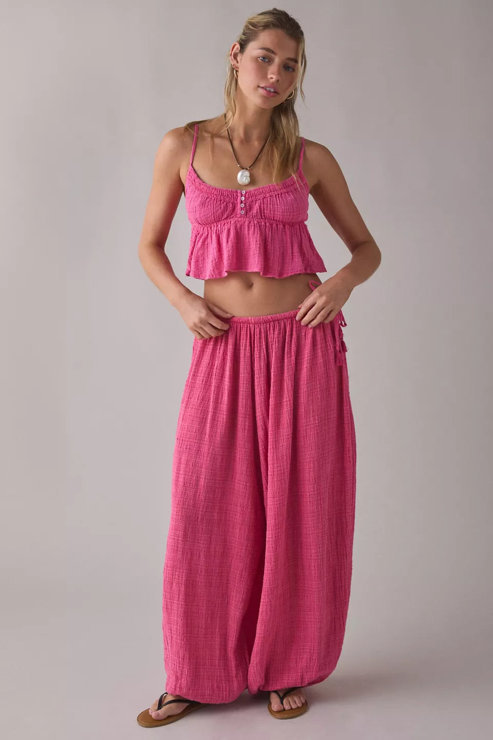 Women's Golden Hour Side-Tie Cotton Balloon Pants