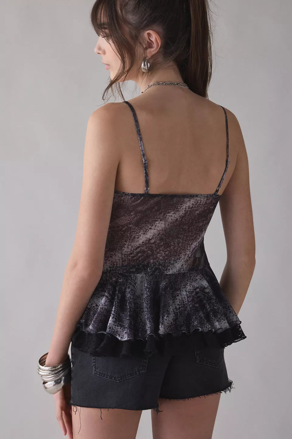 Women's Ella Flyaway Ruffle Lace Trim Cami