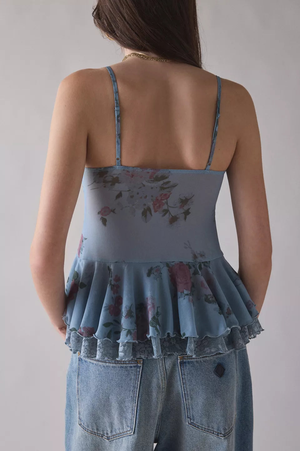 Women's Ella Flyaway Ruffle Lace Trim Cami