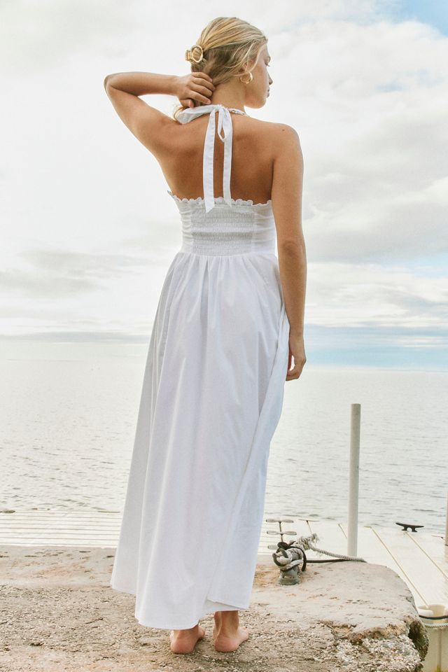 Kimchi Blue Women's Tea Time Basque Waist Halter Midi Dress