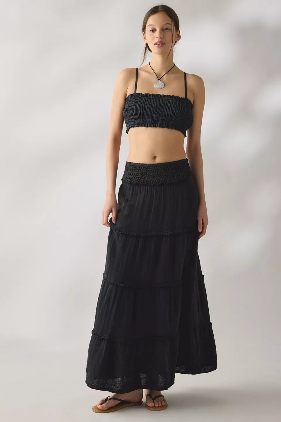 Women's On My Mind Smocked Waist Tiered Maxi Skirt