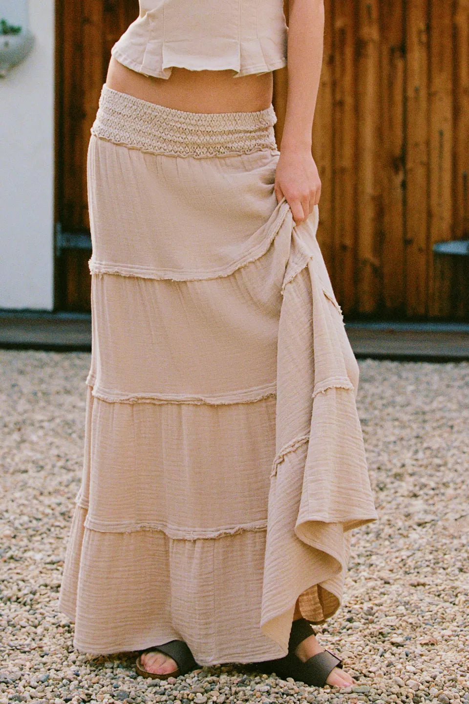 Women's On My Mind Smocked Waist Tiered Maxi Skirt