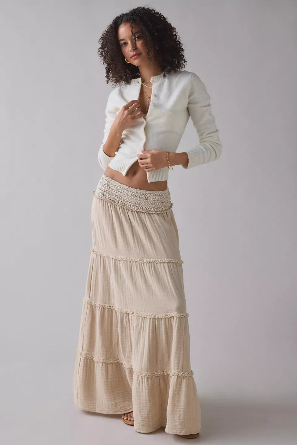 Women's On My Mind Smocked Waist Tiered Maxi Skirt