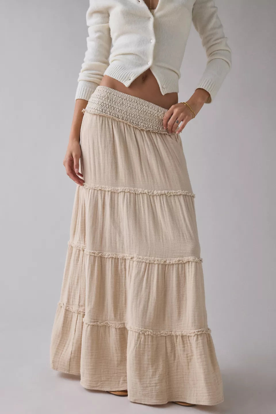 Women's On My Mind Smocked Waist Tiered Maxi Skirt