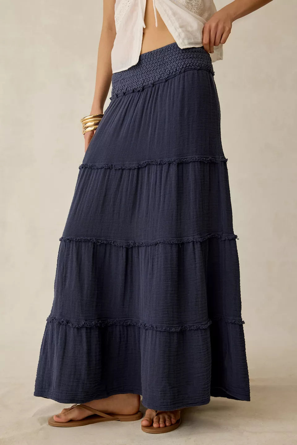 Women's On My Mind Smocked Waist Tiered Maxi Skirt