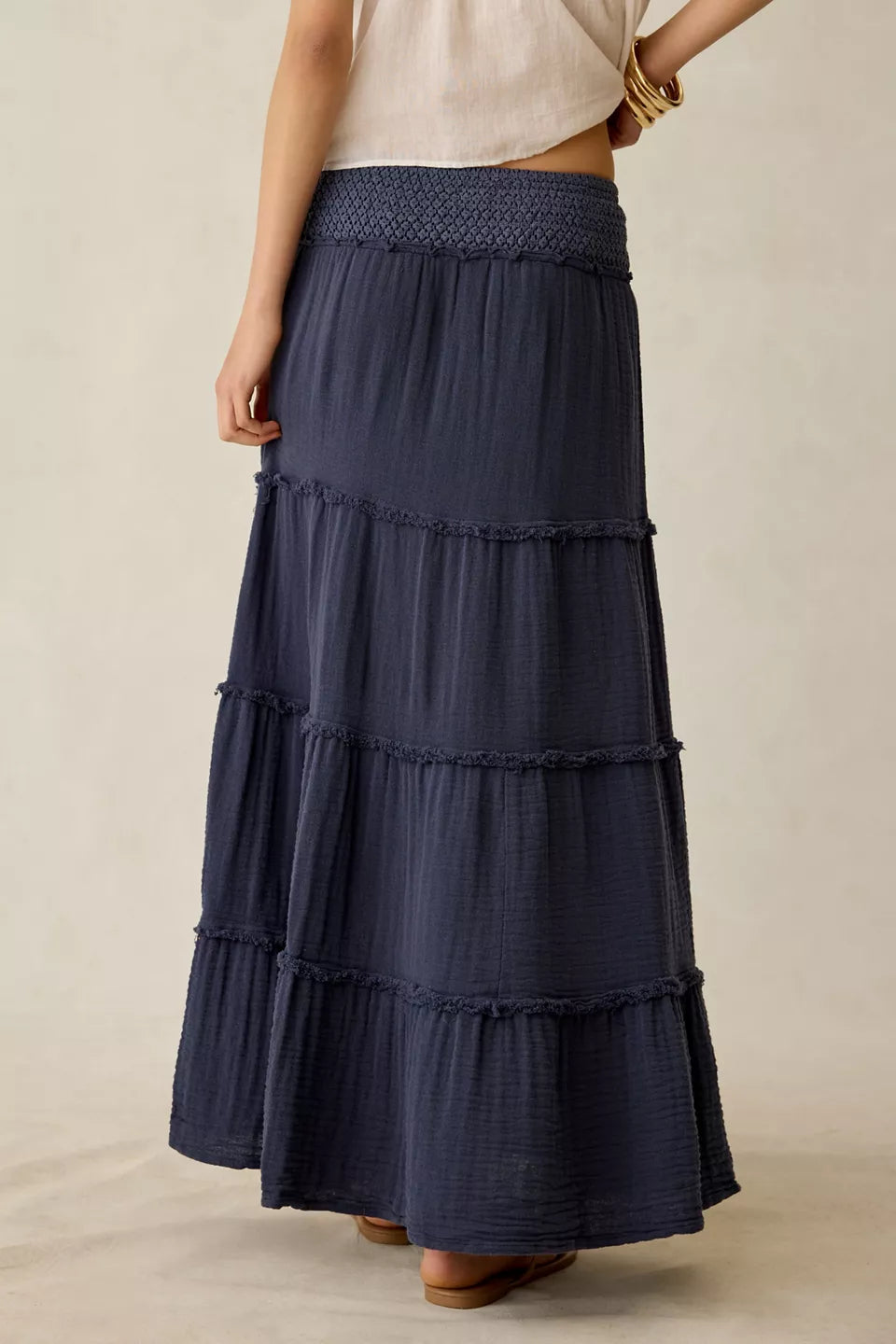 Women's On My Mind Smocked Waist Tiered Maxi Skirt