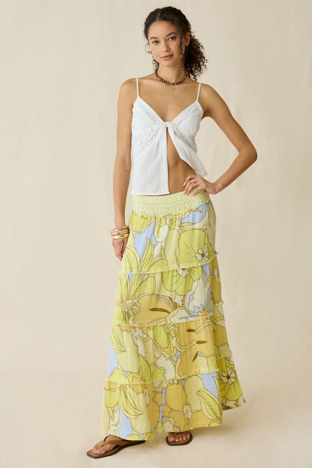 Kimchi Blue On My Mind Smocked Waist Tiered Maxi Skirt