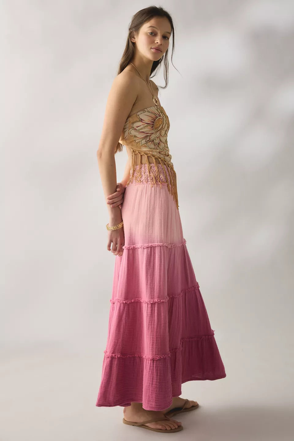 Women's On My Mind Smocked Waist Tiered Maxi Skirt