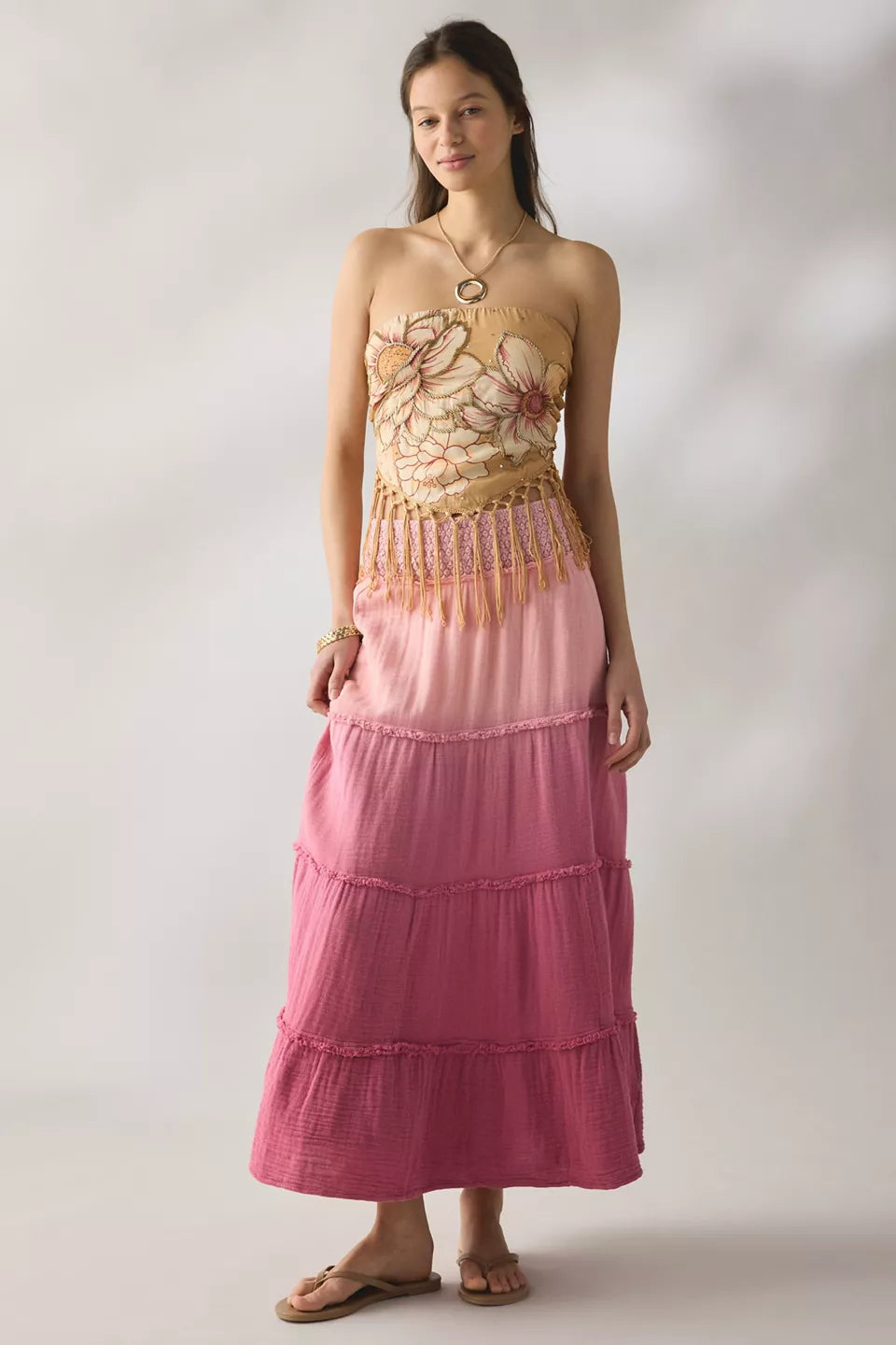 Women's On My Mind Smocked Waist Tiered Maxi Skirt