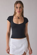 Out From Under Women's Cotton Compression V-Neck Tee