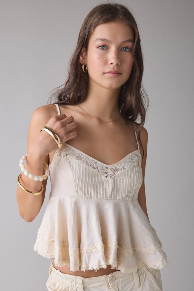 Urban Outfitters Women's Luckiest One Lace Trim Babydoll Cami