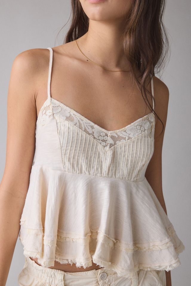 Urban Outfitters Women's Luckiest One Lace Trim Babydoll Cami