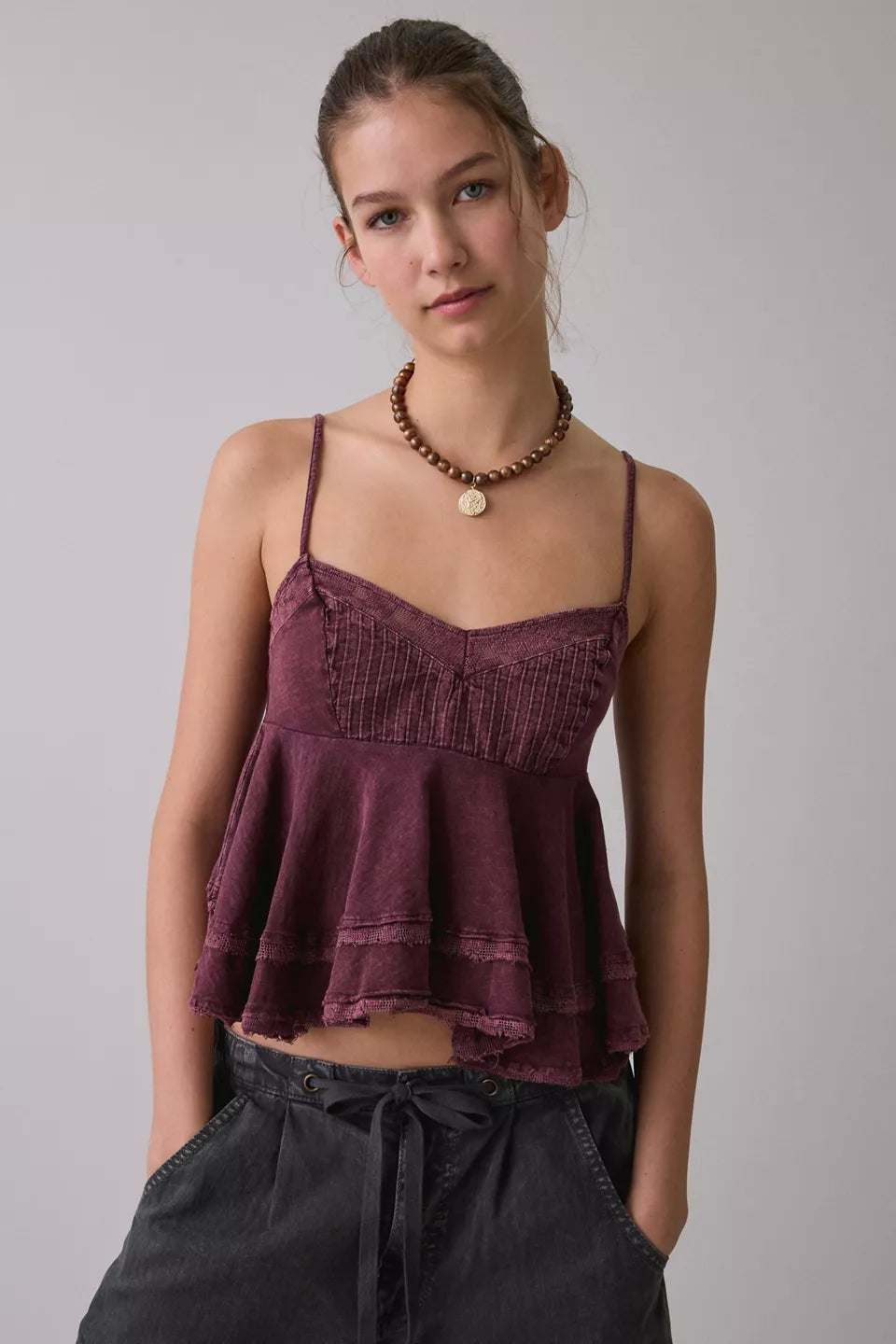 Women's Luckiest One Lace Trim Babydoll Cami