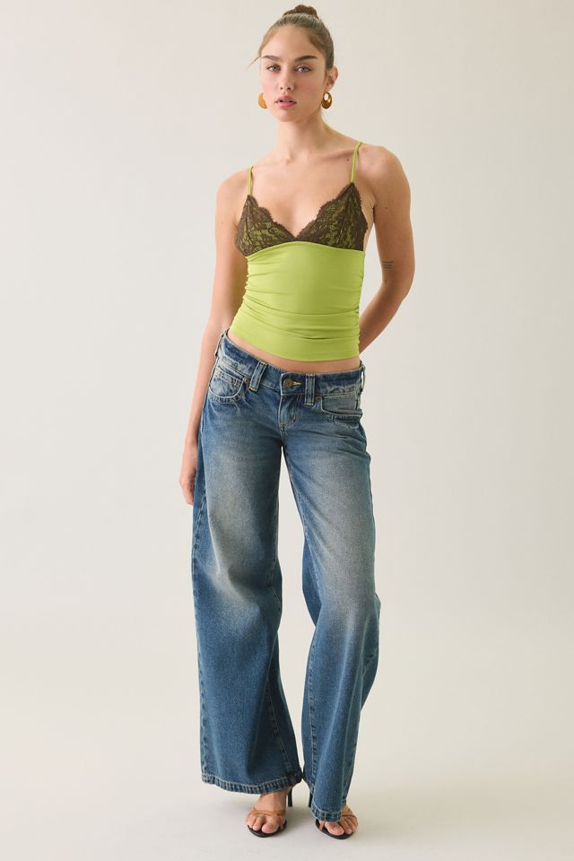 Urban Outfitters Women's Date Night Lace Trim Cropped Cami