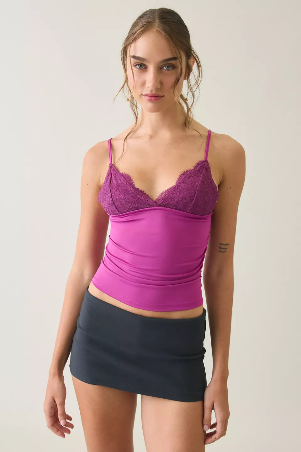 Urban Outfitters Women's Date Night Lace Trim Cropped Cami