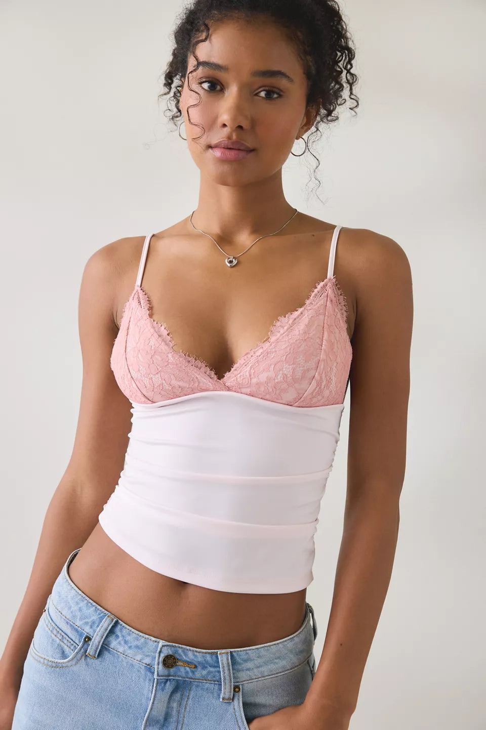 Urban Outfitters Women's Date Night Lace Trim Cropped Cami