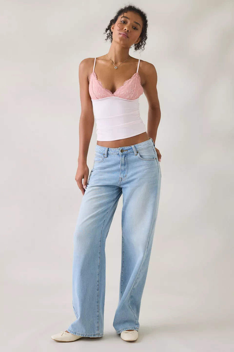 Urban Outfitters Women's Date Night Lace Trim Cropped Cami