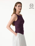 OGLmove Square Neck Ruched Rib Bra Tank Built-In Support