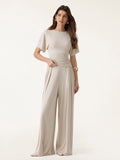 OGLmove Boatneck Batwing Top and Wide Leg Palazzo Pant Set