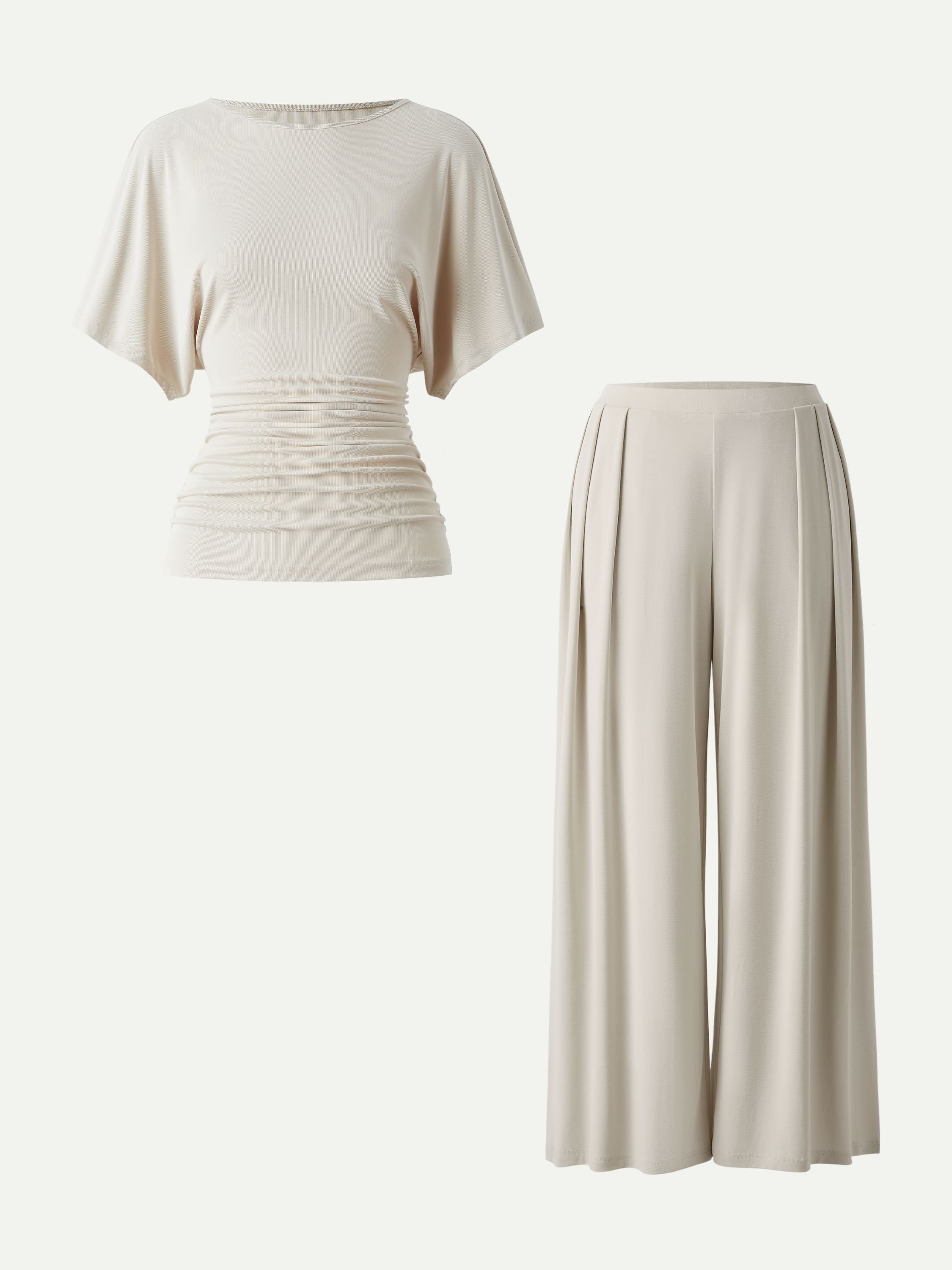 OGLmove Boatneck Batwing Top and Wide Leg Palazzo Pant Set