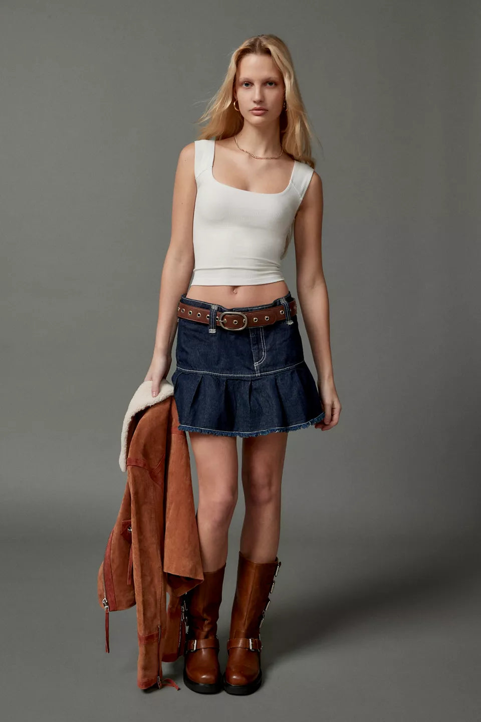 Women's Ribbed Square Neck Cropped Tank Top