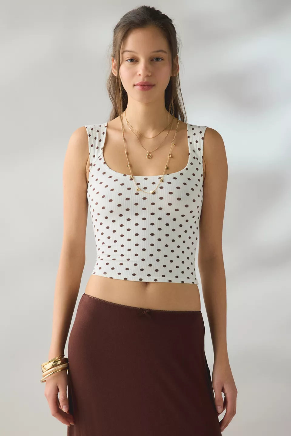 Women's Ribbed Square Neck Cropped Tank Top