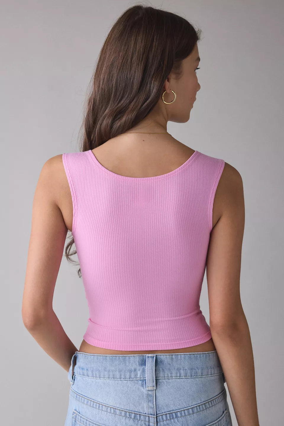 Women's Ribbed Square Neck Cropped Tank Top